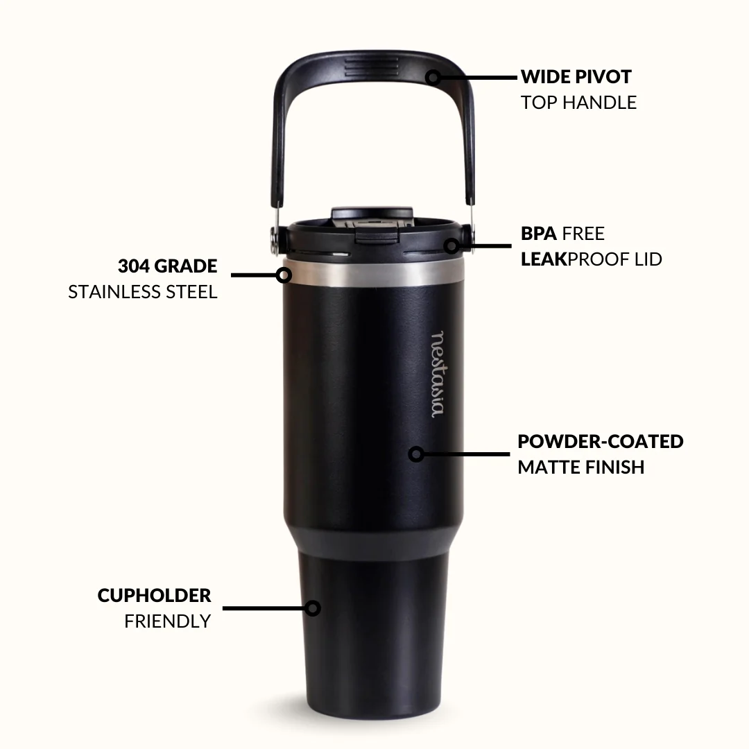 PickSip 40 Insulated Tumbler Bottle With Top Handle Black Noir 1200ml - Image 7