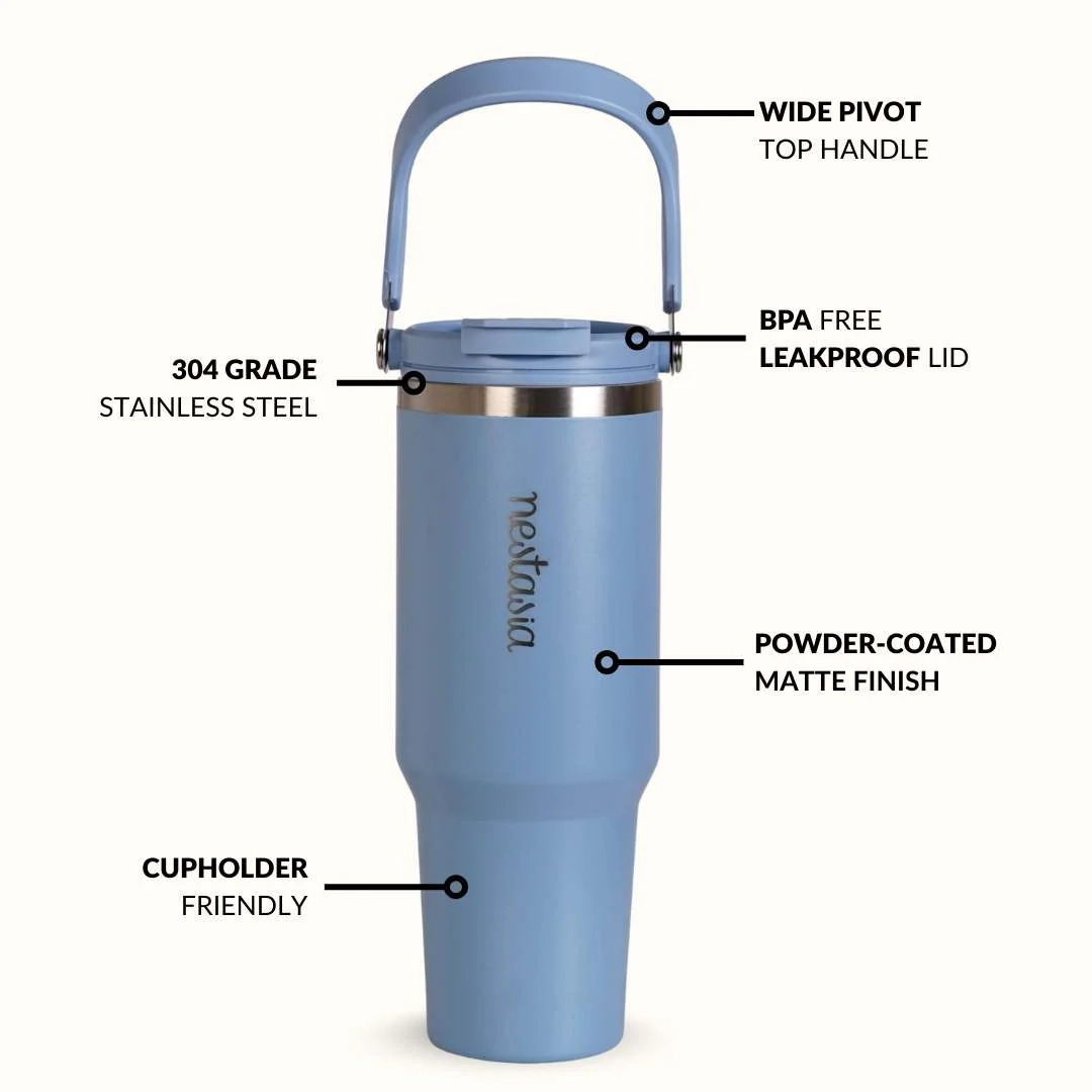 PickSip 40 Insulated Tumbler With Top Handle Blue Frost 1200ml - Image 7
