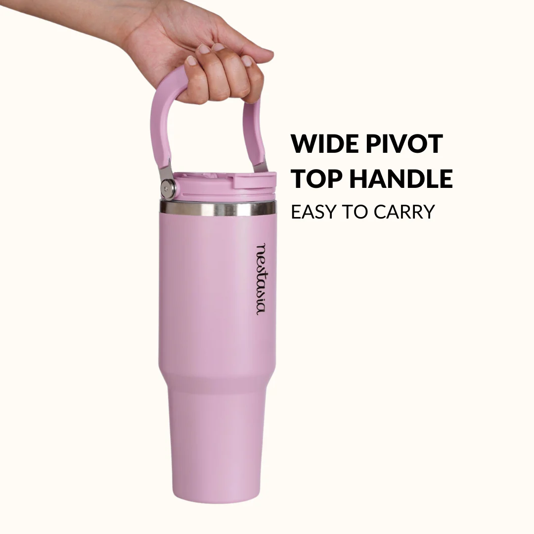 PickSip 40 Insulated Tumbler Bottle With Top Handle Blush Rose Pink 1200ml - Image 3