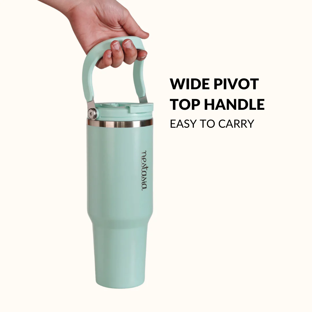 PickSip 40 Insulated Tumbler Bottle With Top Handle Coastal Malibu Blue 1200ml - Image 3