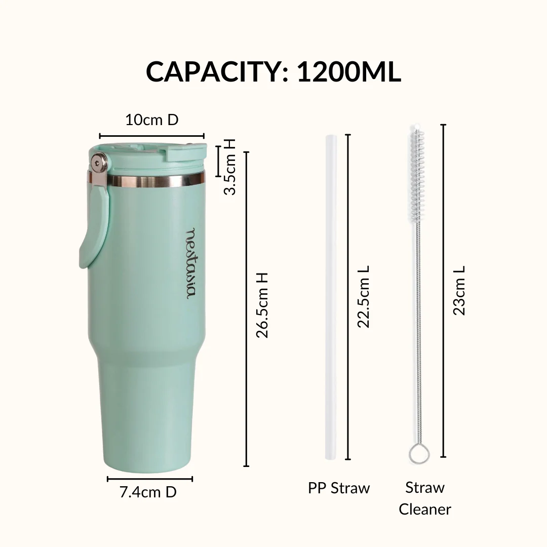 PickSip 40 Insulated Tumbler Bottle With Top Handle Coastal Malibu Blue 1200ml - Image 4