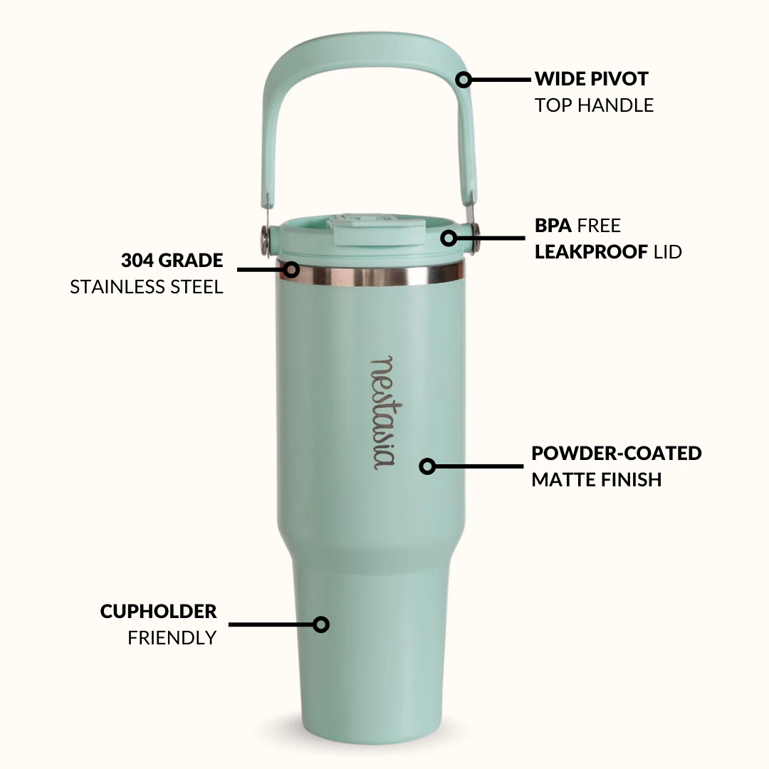PickSip 40 Insulated Tumbler Bottle With Top Handle Coastal Malibu Blue 1200ml - Image 7