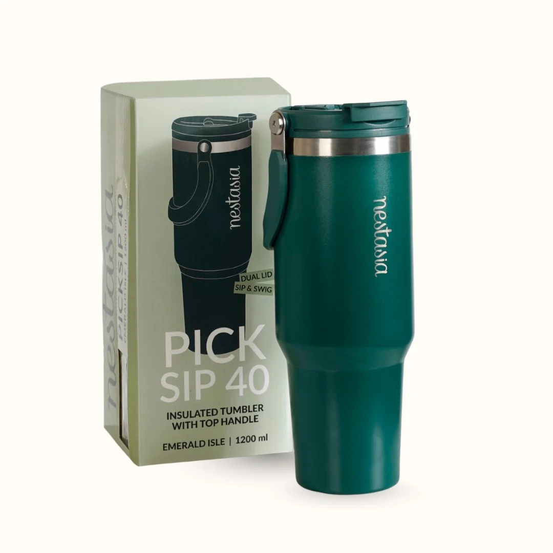 PickSip 40 Insulated Tumbler Bottle With Top Handle Emerald Isle 1200ml - Image 10