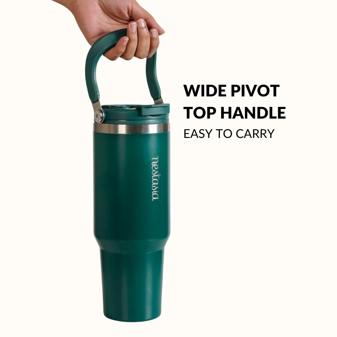 PickSip 40 Insulated Tumbler Bottle With Top Handle Emerald Isle 1200ml - Image 3