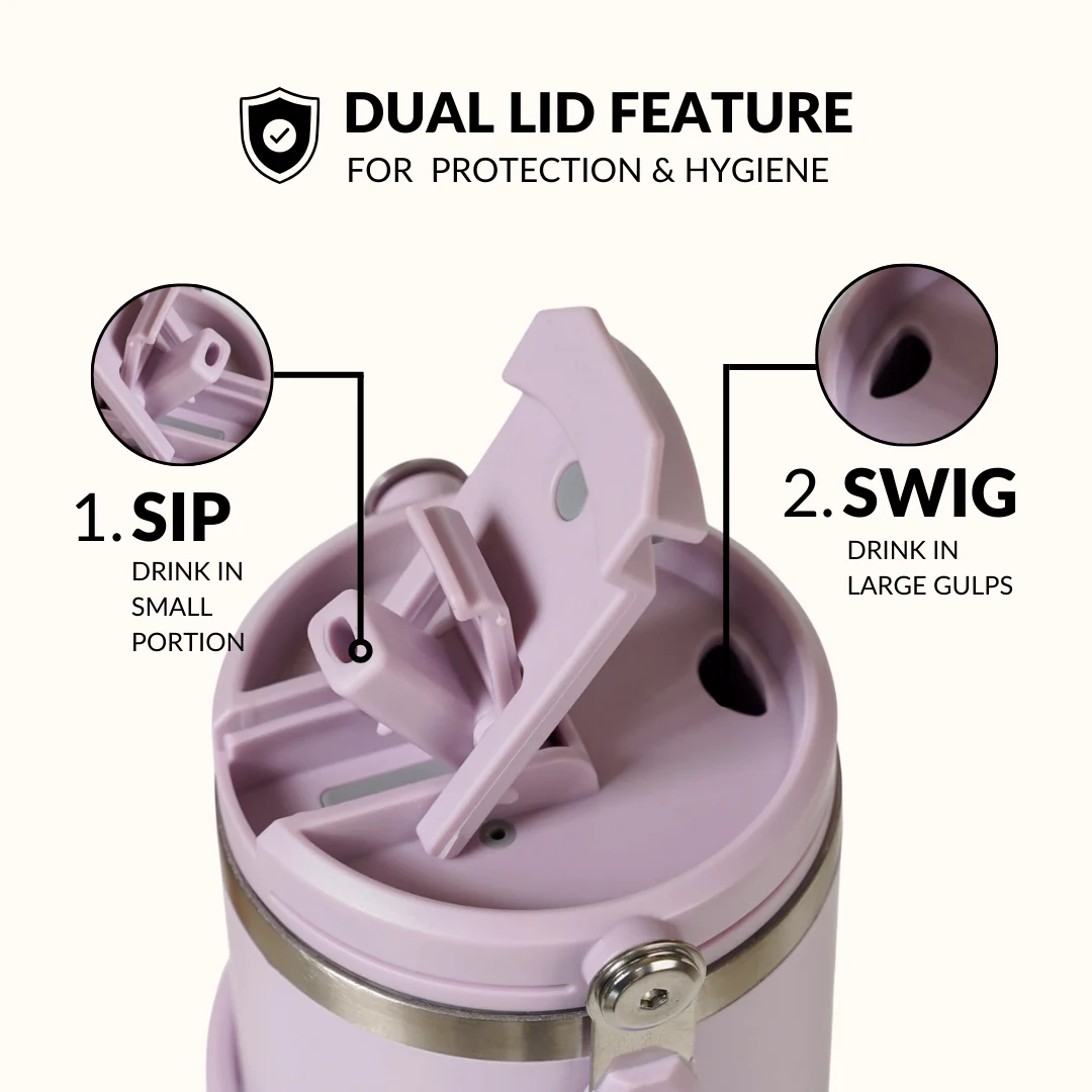 PickSip 40 Insulated Tumbler Bottle With Top Handle Lilac Haze 1200ml - Image 2