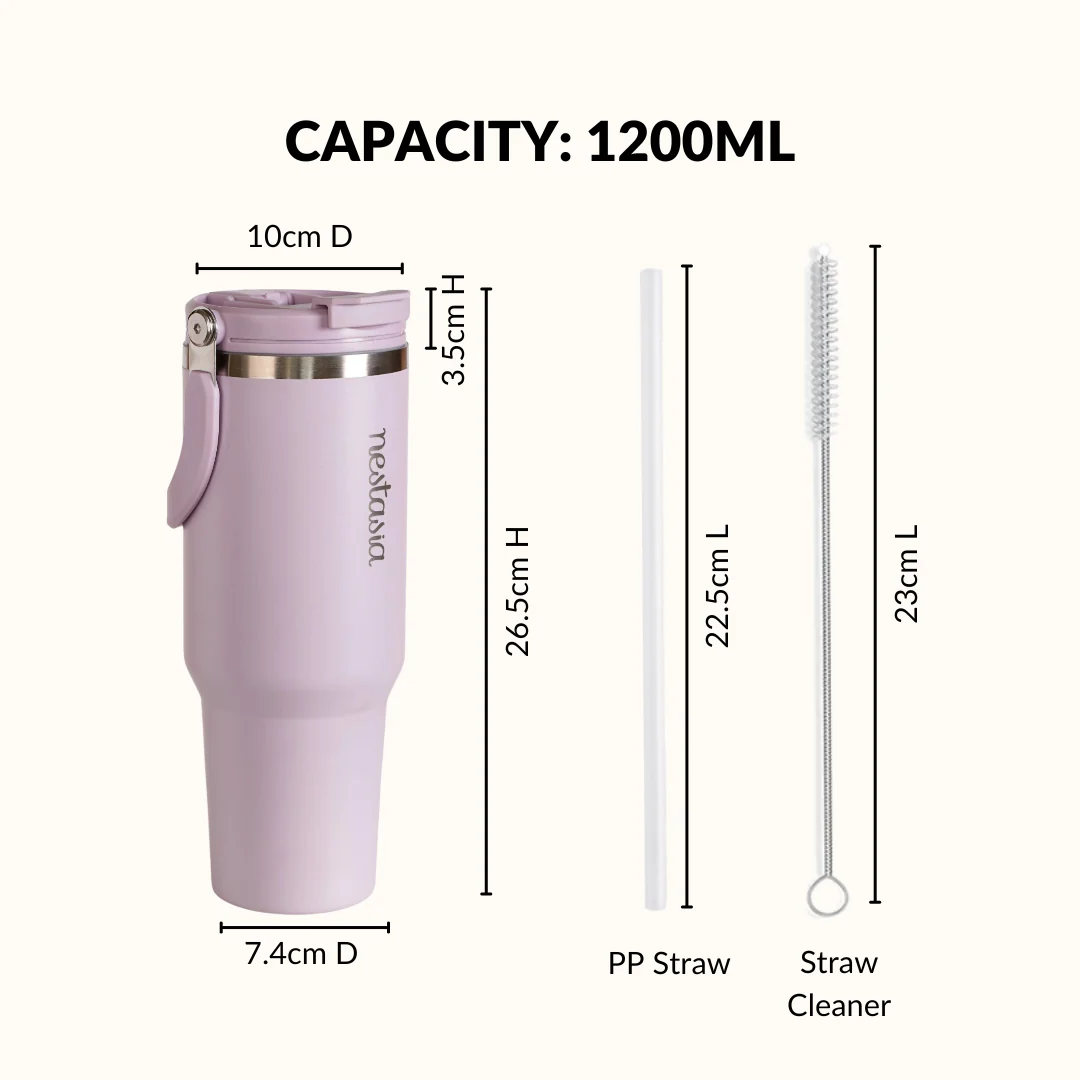 PickSip 40 Insulated Tumbler Bottle With Top Handle Lilac Haze 1200ml - Image 4