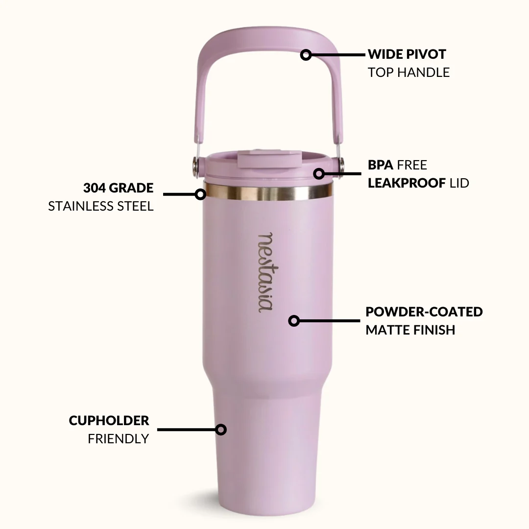 PickSip 40 Insulated Tumbler Bottle With Top Handle Lilac Haze 1200ml - Image 7