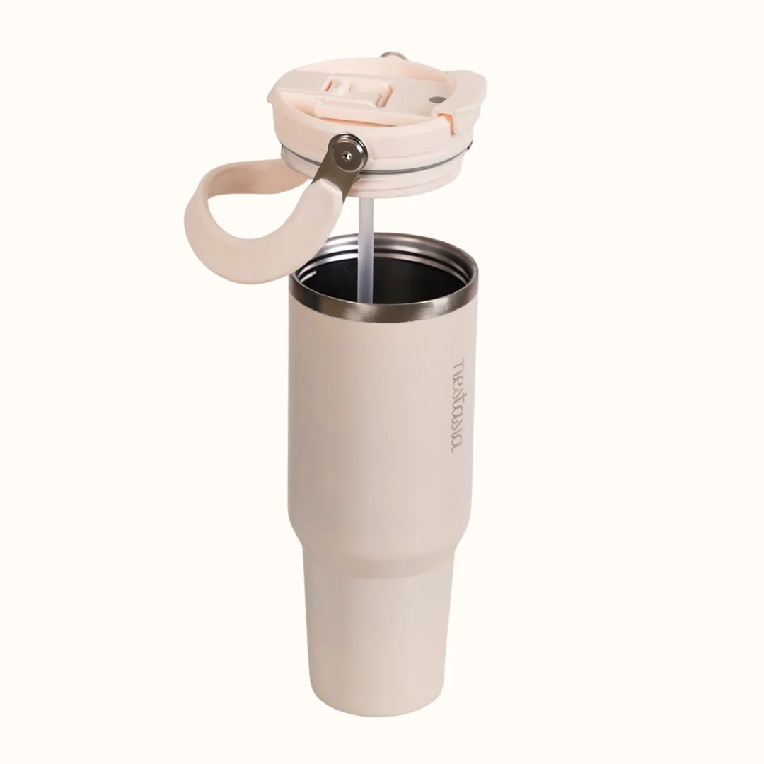PickSip 40 Insulated Tumbler Bottle With Top Handle Pearl White 1200ml - Image 10