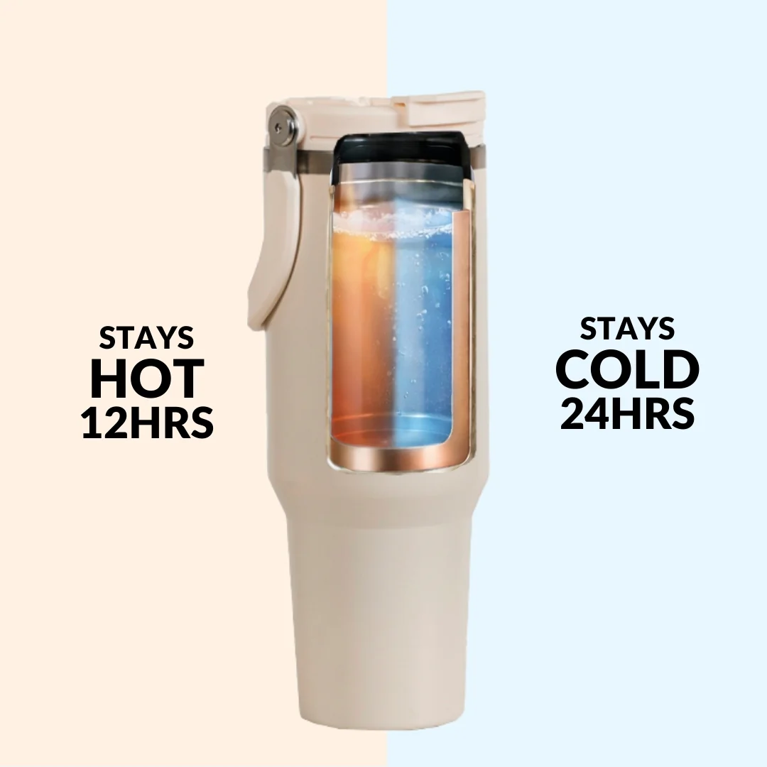 PickSip 40 Insulated Tumbler Bottle With Top Handle Pearl White 1200ml - Image 7