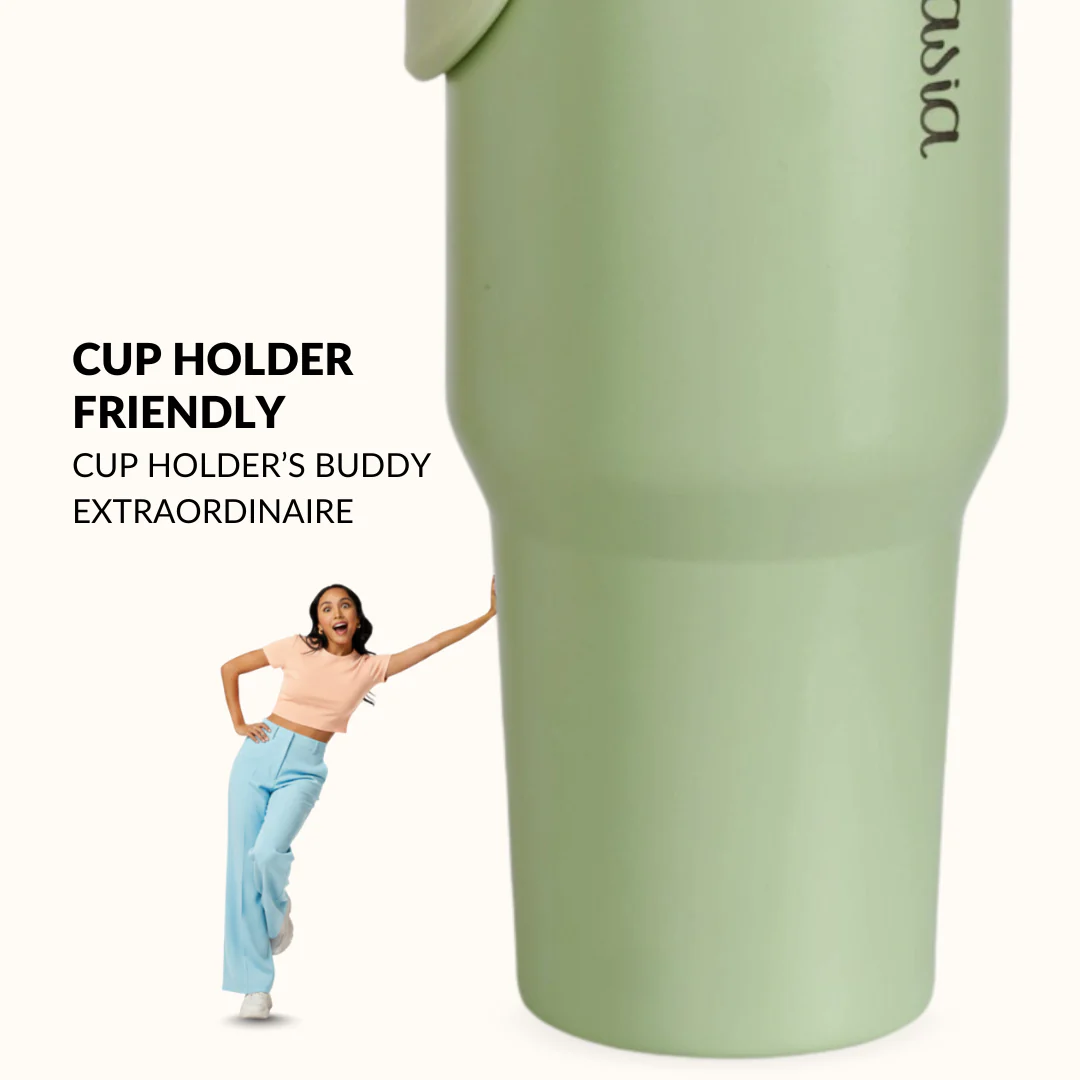 PickSip 40 Insulated Tumbler Bottle With Top Handle Pistachio Cream Green 1200ml - Image 5