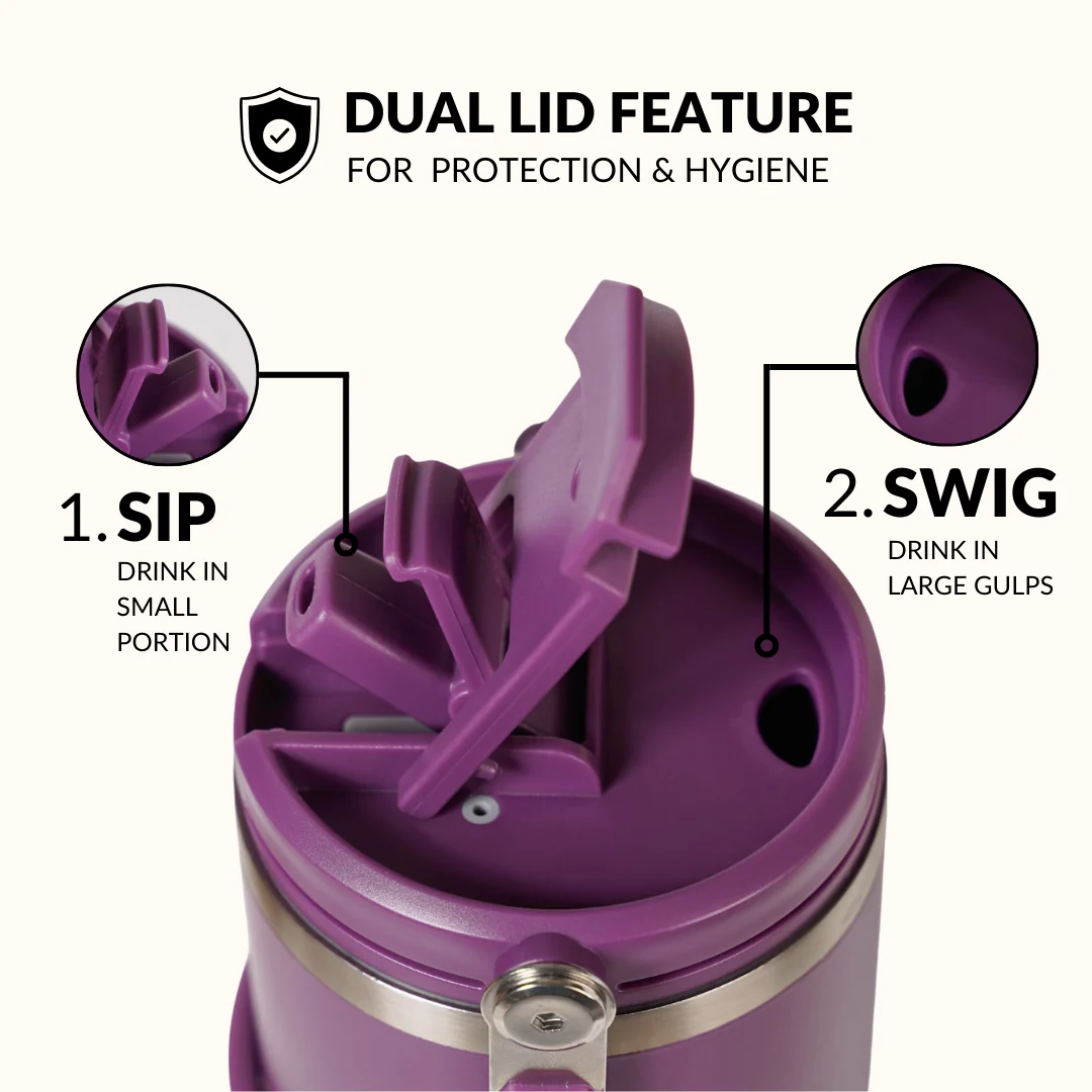 PickSip 40 Insulated Tumbler Bottle With Top Handle Plum Party Mauve 1200ml - Image 2