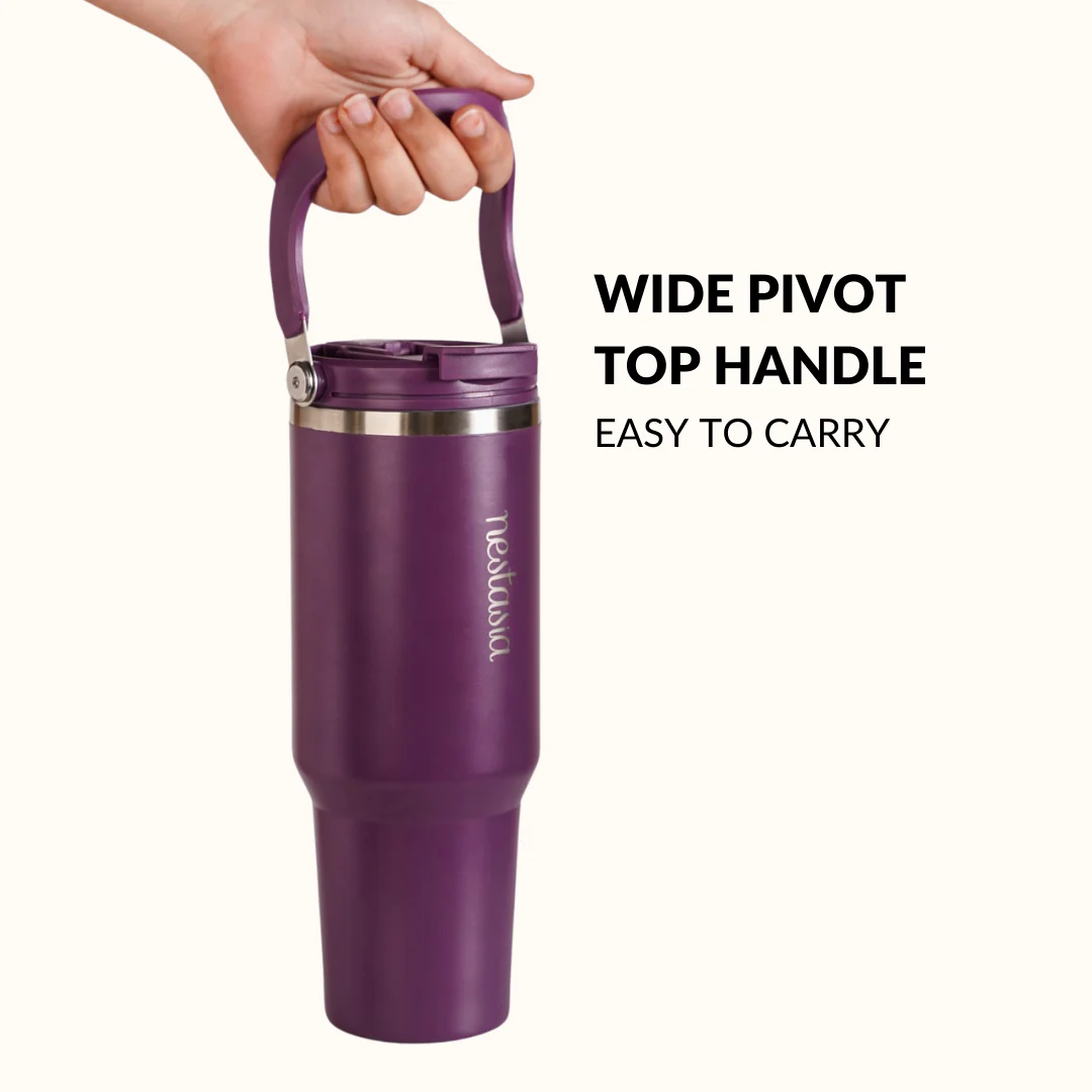 PickSip 40 Insulated Tumbler Bottle With Top Handle Plum Party Mauve 1200ml - Image 3