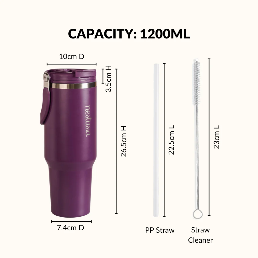 PickSip 40 Insulated Tumbler Bottle With Top Handle Plum Party Mauve 1200ml - Image 4