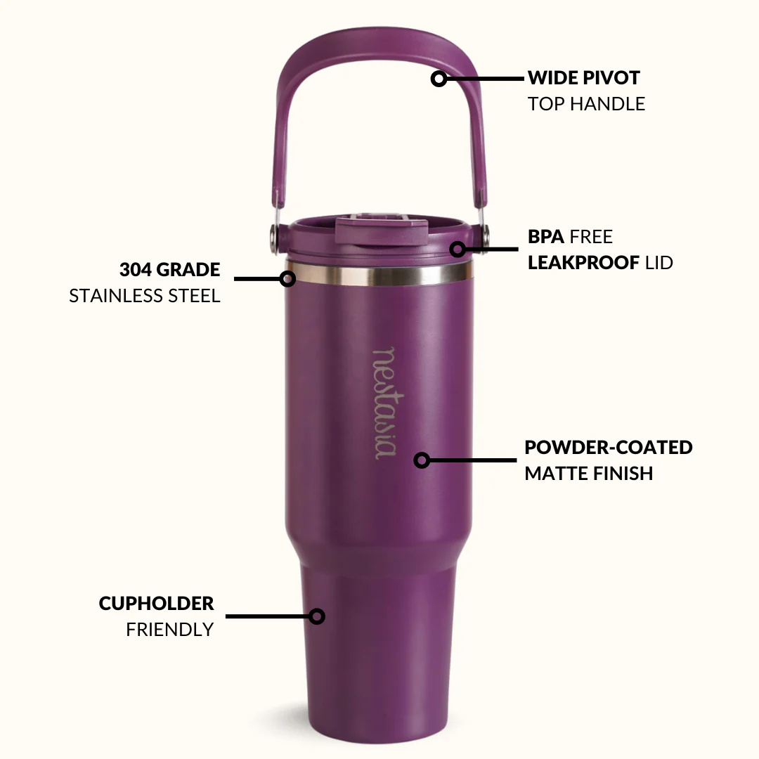 PickSip 40 Insulated Tumbler Bottle With Top Handle Plum Party Mauve 1200ml - Image 7