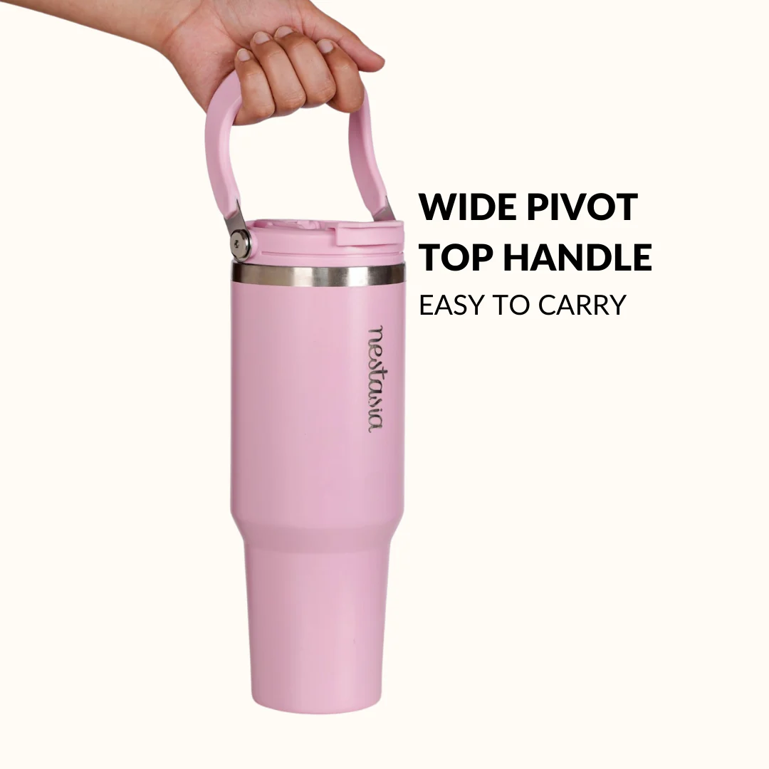 PickSip 40 Insulated Tumbler Bottle With Top Handle Quartz Cloud Pink 1200ml - Image 3
