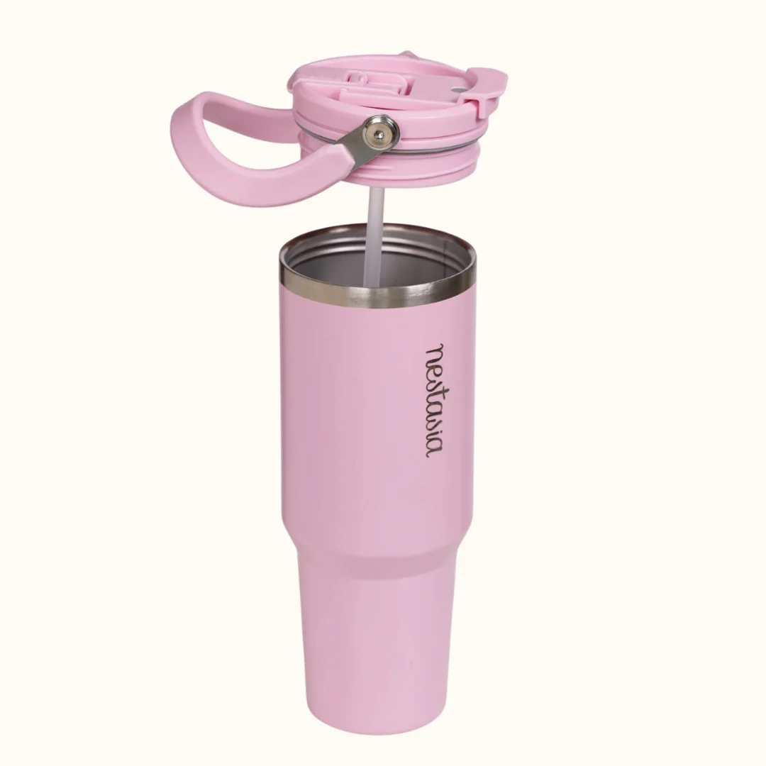 PickSip 40 Insulated Tumbler Bottle With Top Handle Quartz Cloud Pink 1200ml - Image 9