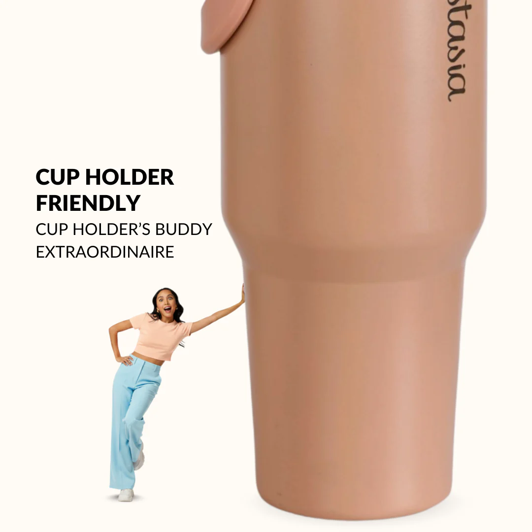PickSip 40 Insulated Tumbler Bottle With Top Handle Soft Nude Peach 1200ml - Image 5