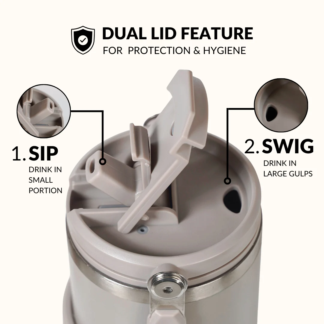 PickSip 40 Insulated Tumbler Bottle With Top Handle Urban Greige 1200ml - Image 2