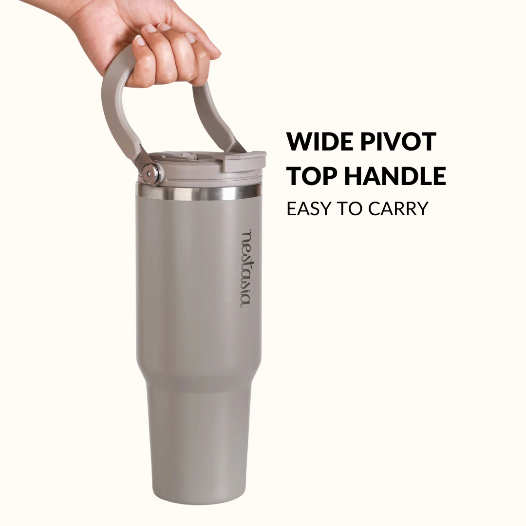PickSip 40 Insulated Tumbler Bottle With Top Handle Urban Greige 1200ml - Image 3