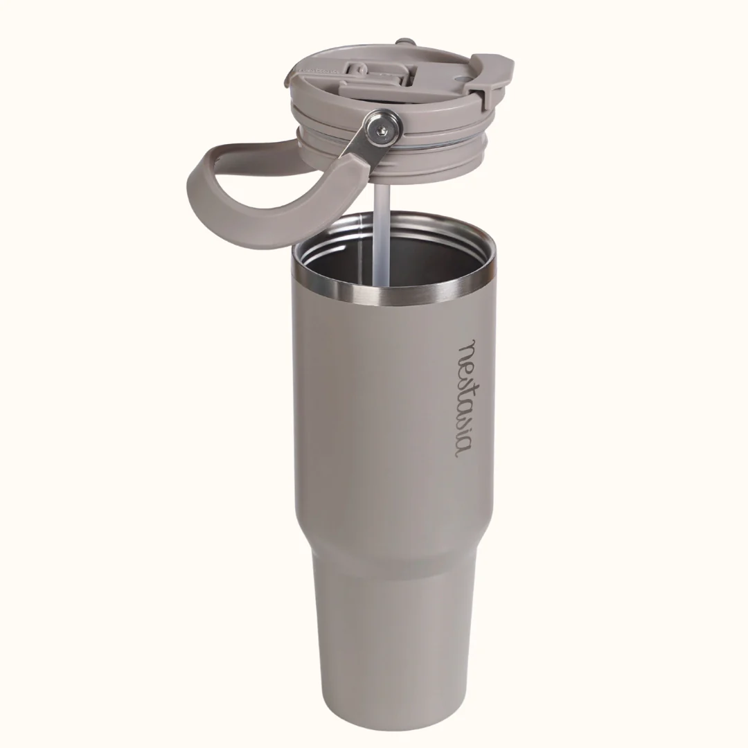 PickSip 40 Insulated Tumbler Bottle With Top Handle Urban Greige 1200ml - Image 9