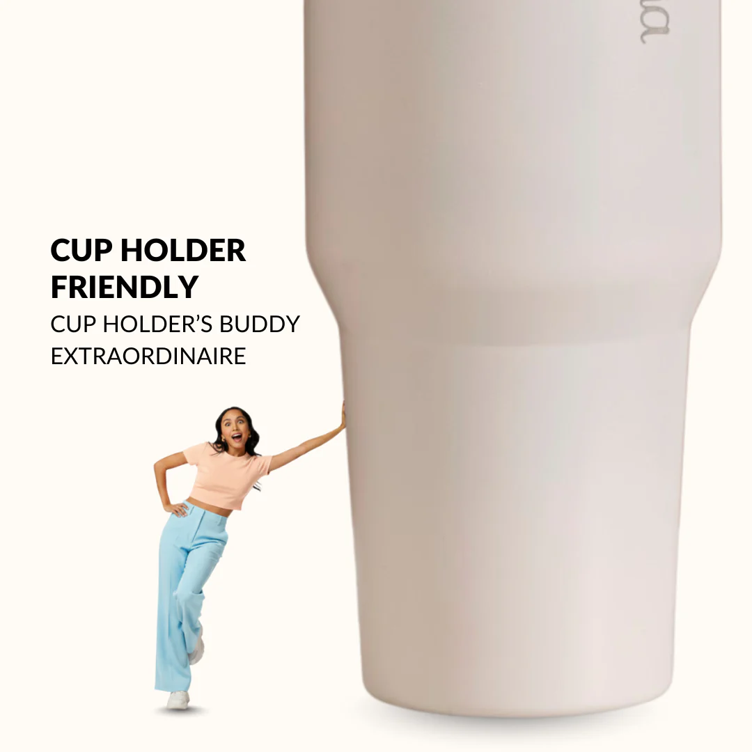 PickSip 40 Insulated Tumbler Bottle With Top Handle Vanilla Oatmilk 1200ml - Image 5