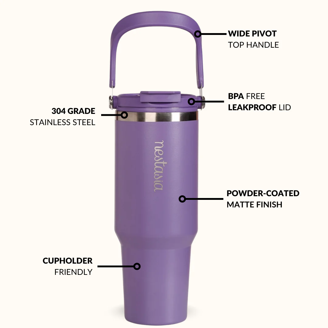PickSip 40 Insulated Tumbler Bottle With Top Handle Viva Violet 1200ml - Image 7