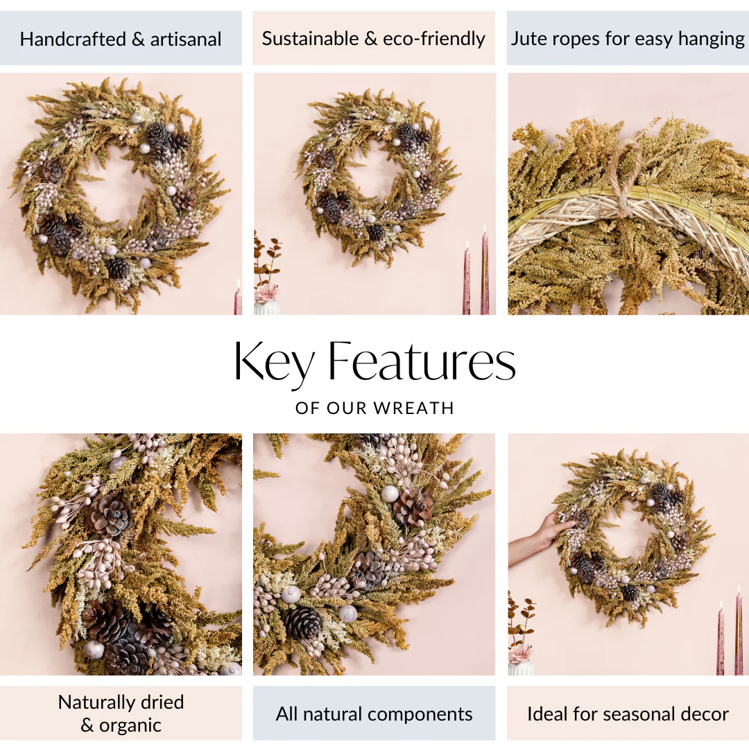 Pine Cone Natural Dried Flowers Wreath For Holidays - Image 4