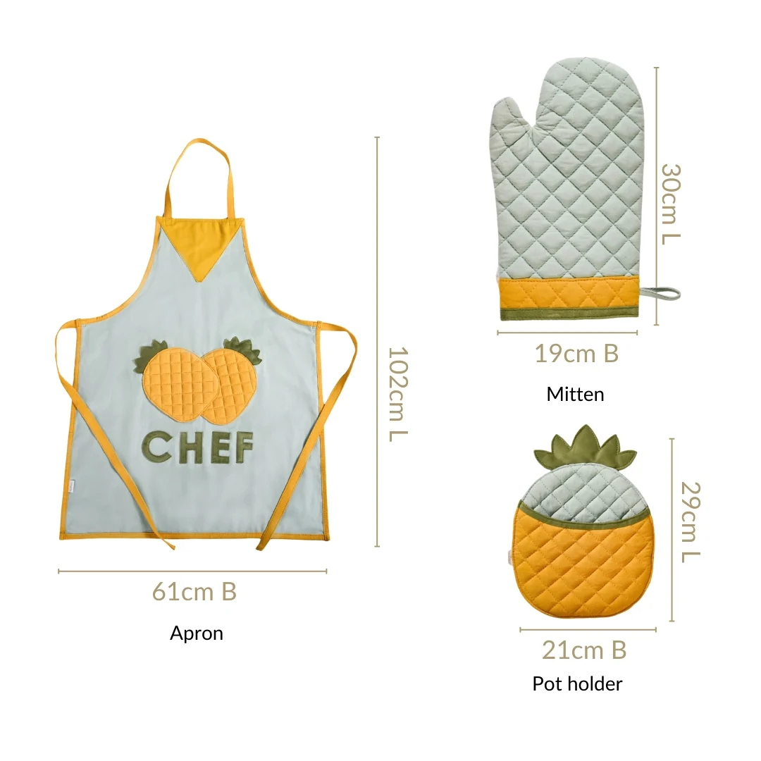 Pineapple Chef Apron With Mitten And Pot Holder - Image 4