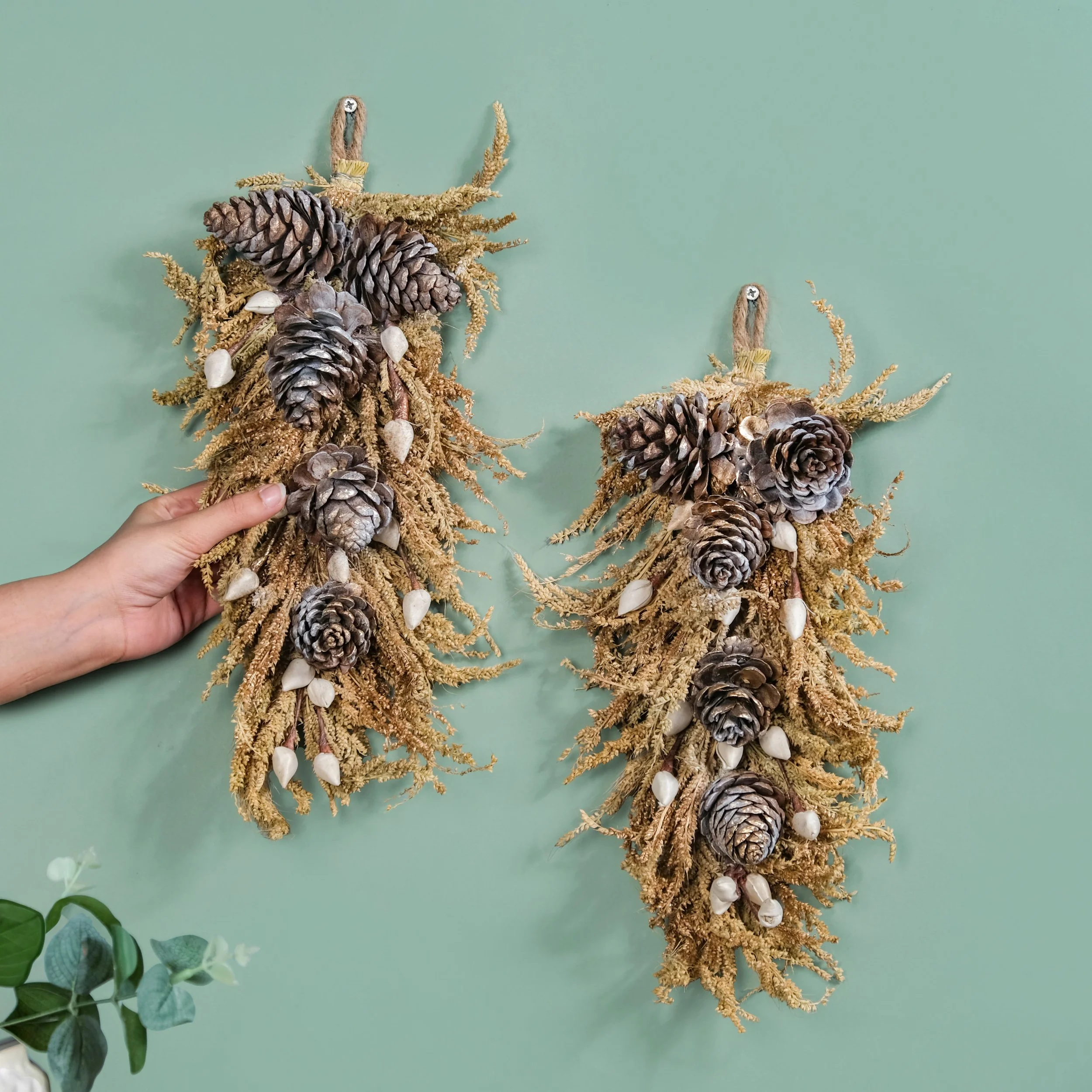 Pinecone Organic Handmade Wall Hanging Set Of 2 - Image 2