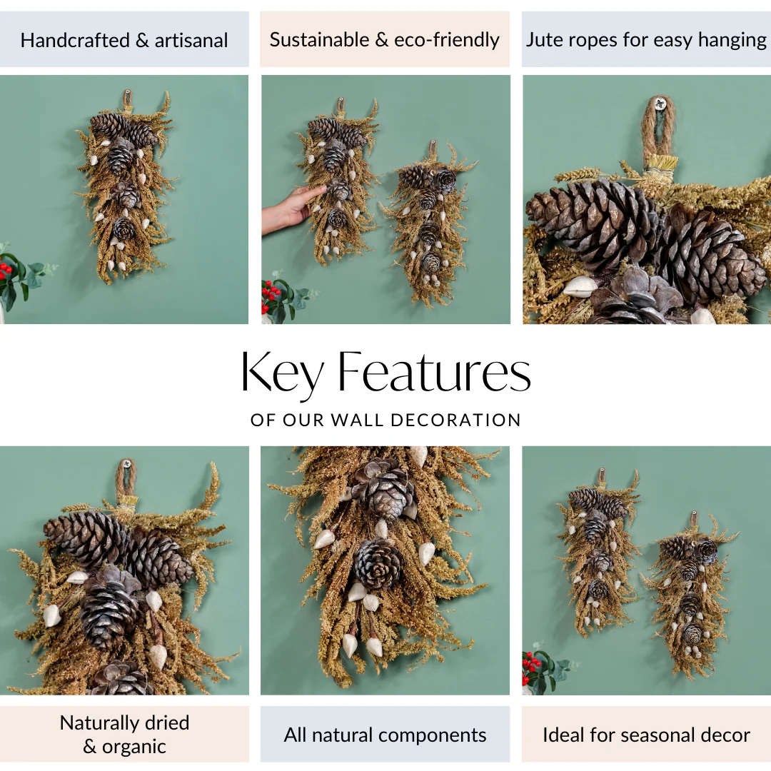 Pinecone Organic Handmade Wall Hanging Set Of 2 - Image 5