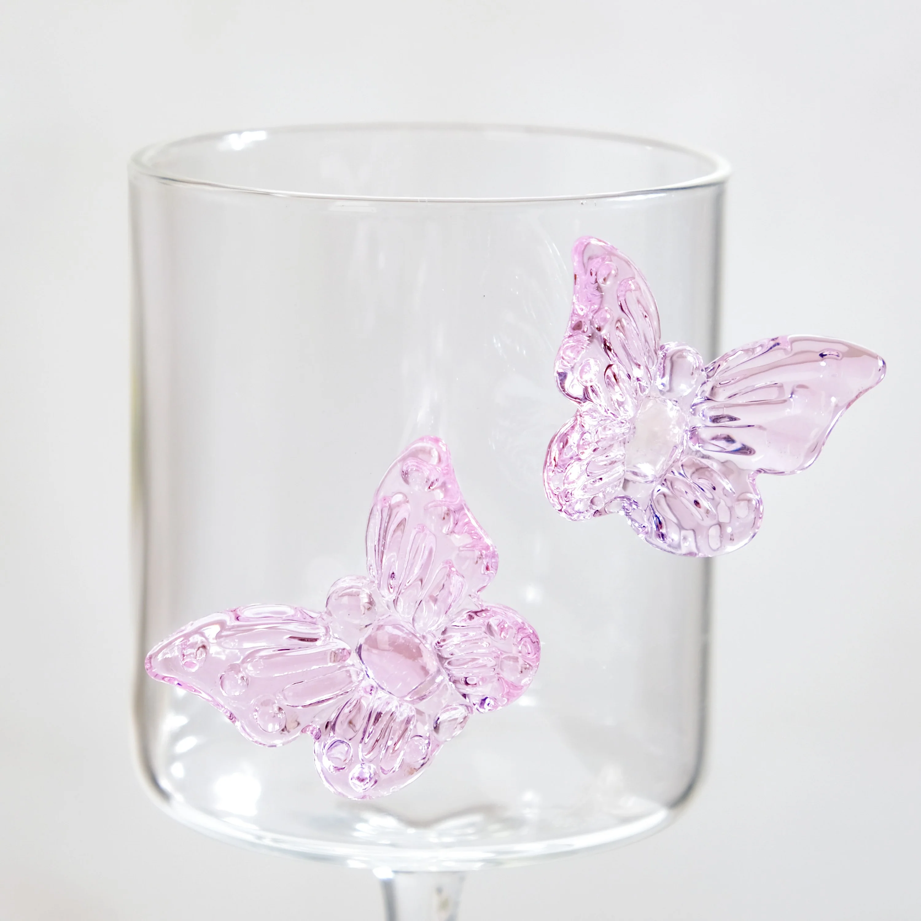 Pink 3D Butterfly Borosilicate Wine Glass 250ml - Image 8