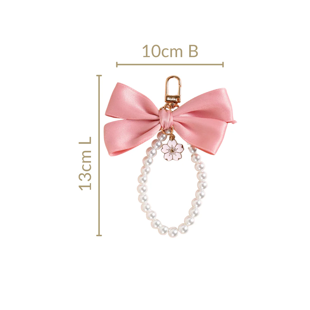 Pink Fantasy Bow Keyring With Pearls - Image 4
