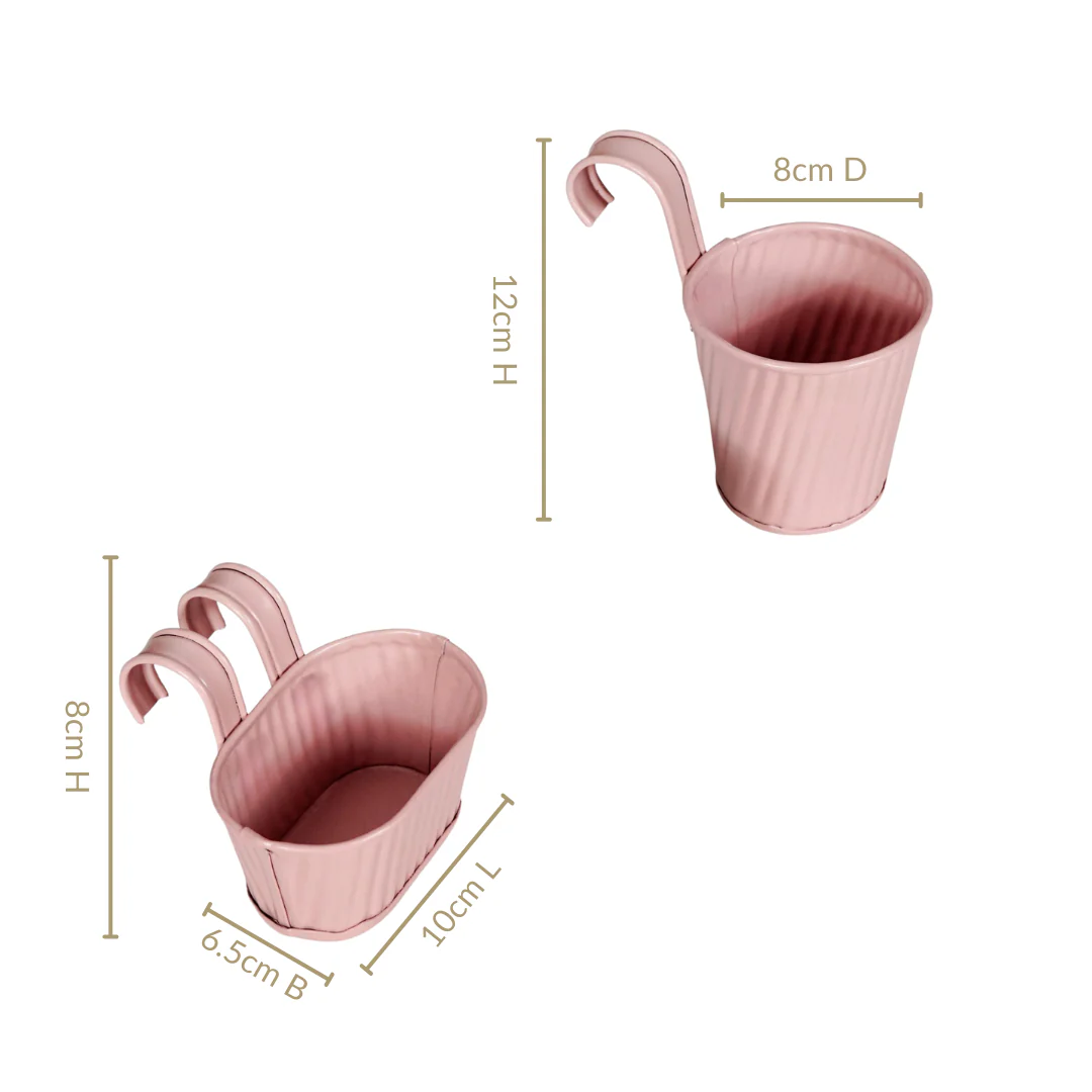 Pink Miniature Hanging Planter Set Of 4 - Image 3