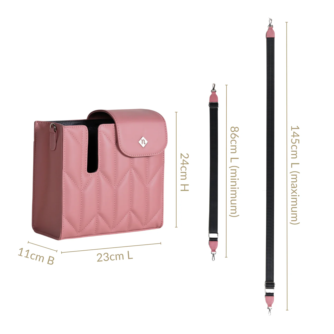 Pink Water Bottle Carrier Bag With Adjustable Strap - Image 4