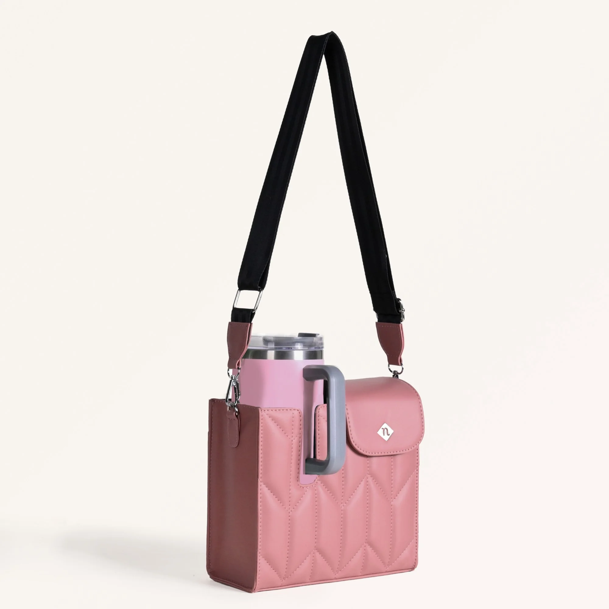 Pink Water Bottle Carrier Bag With Adjustable Strap - Image 8