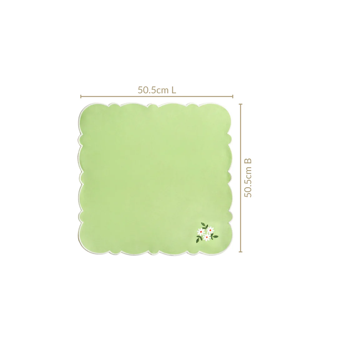 Pistachio Green Cotton Embroidered Table Napkin Set Of 6 - Image 3