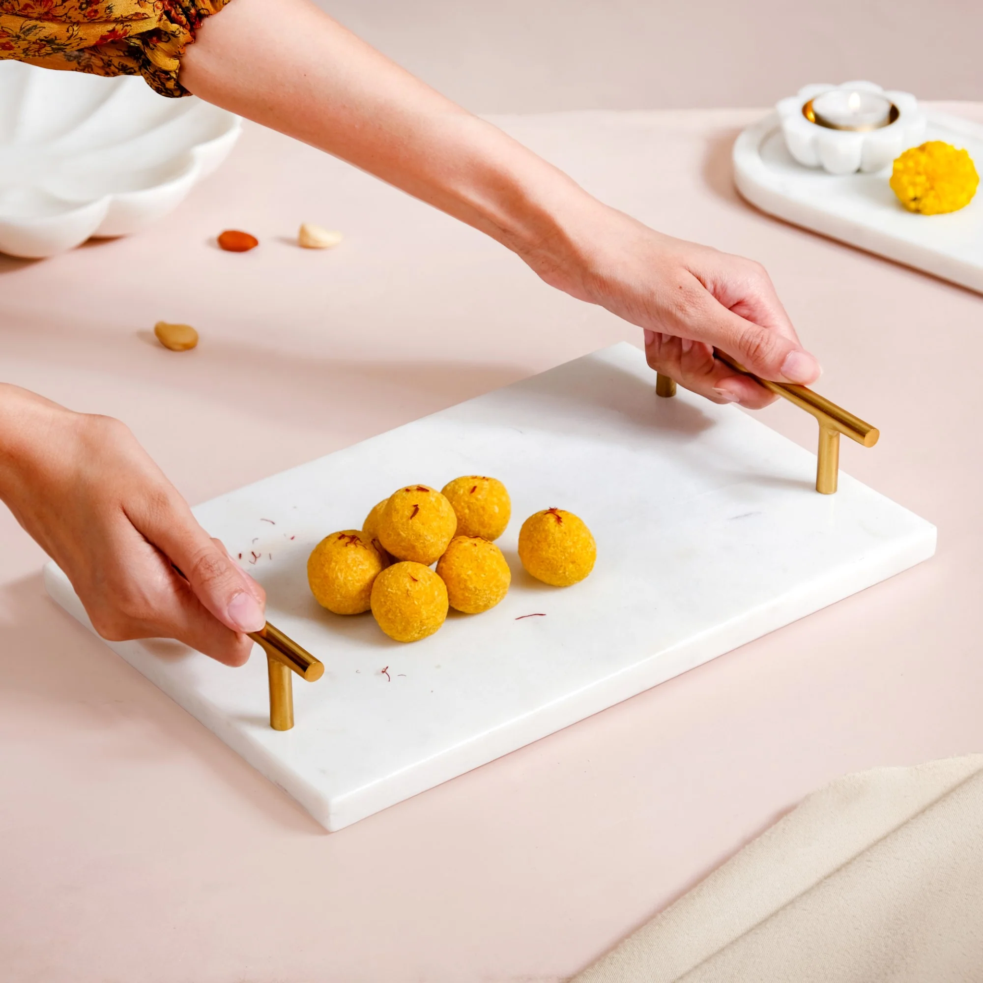 Polished White Marble Decorative Tray 12 Inch - Image 4