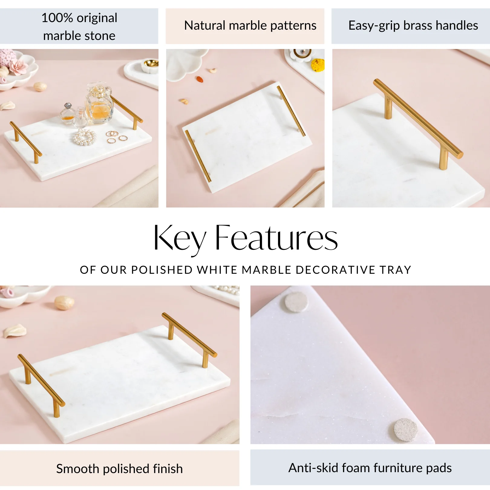 Polished White Marble Decorative Tray 12 Inch - Image 6
