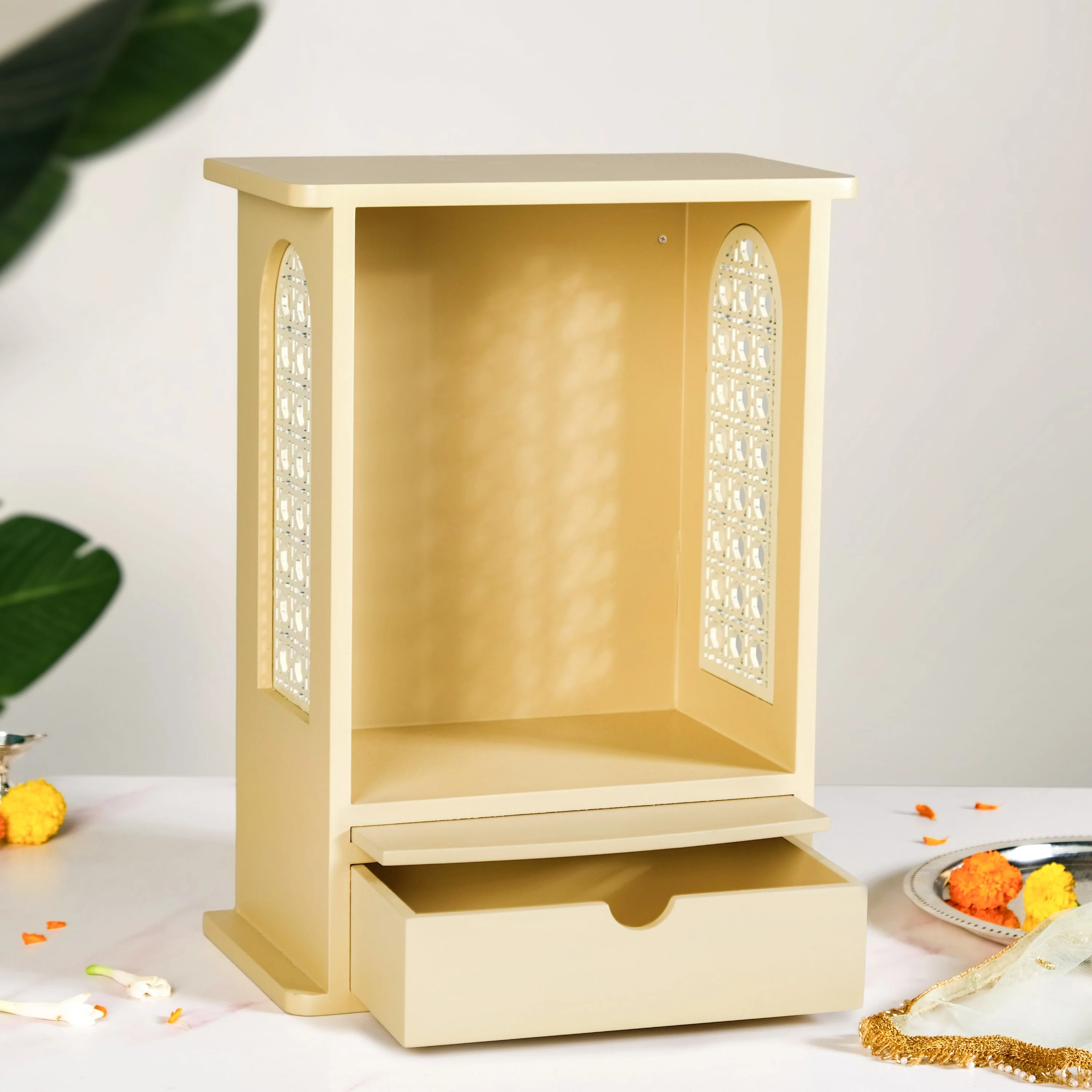 Pooja Mandir For Home And Office Beige Medium 30x17x42cm - Image 3