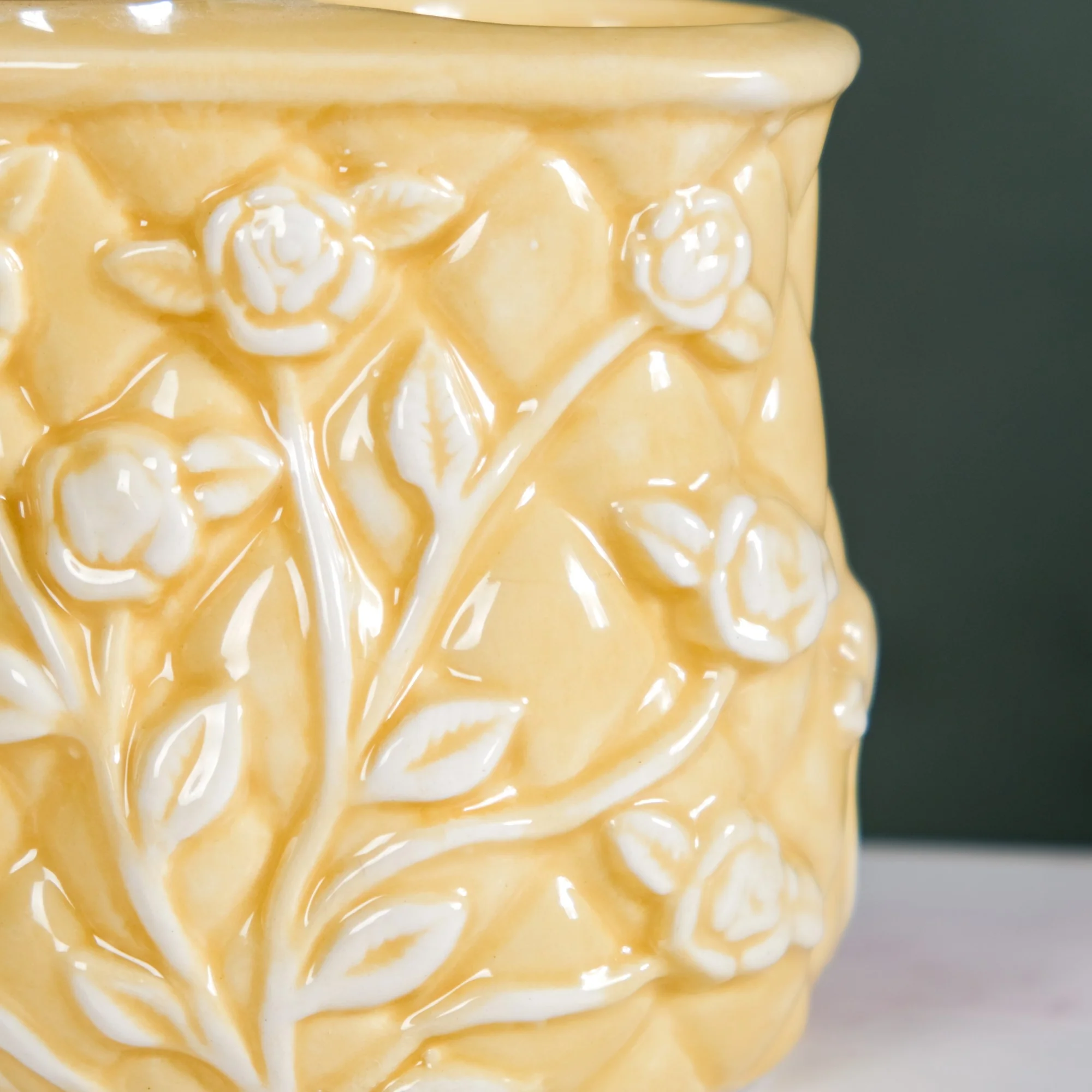 Premium Ceramic Soap Dispenser With Toothbrush Holder Yellow - Image 10