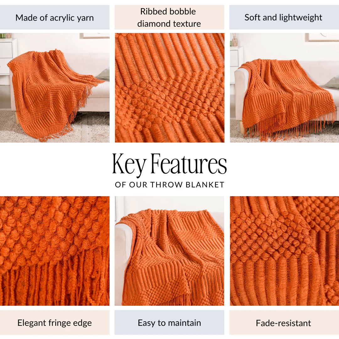 Pumpkin Spice Textured Throw Blanket - Image 4