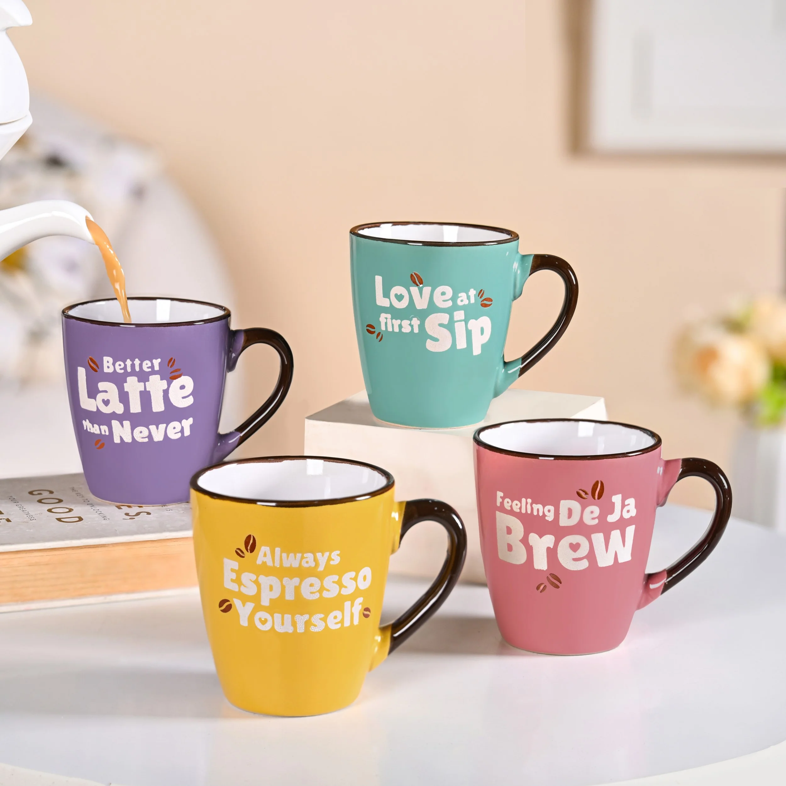 Puntastic Quotes Ceramic Coffee Mug Set Of 4 210ml - Image 2