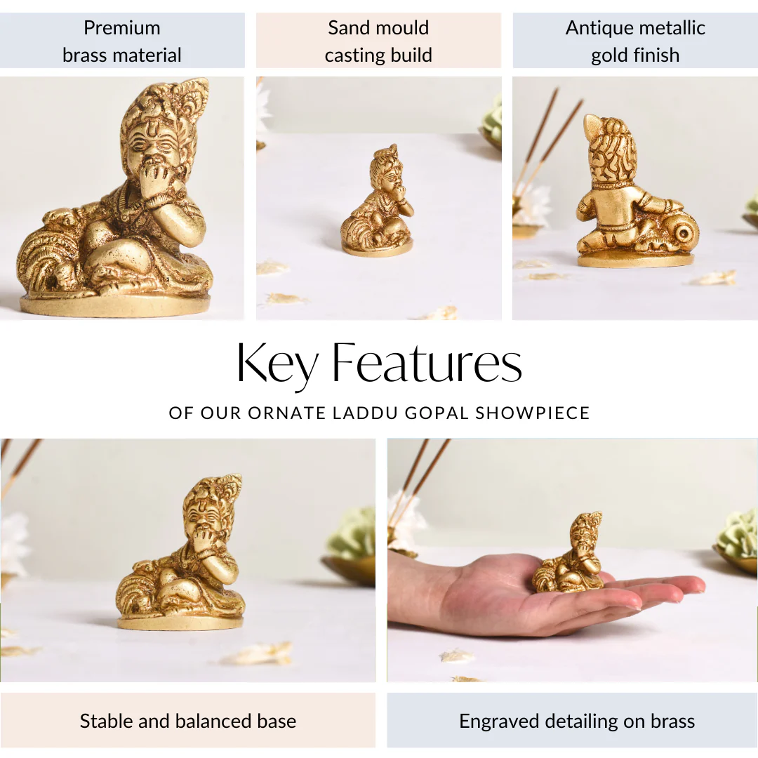 Pure Brass Laddu Gopal Idol 5cm - Image 5