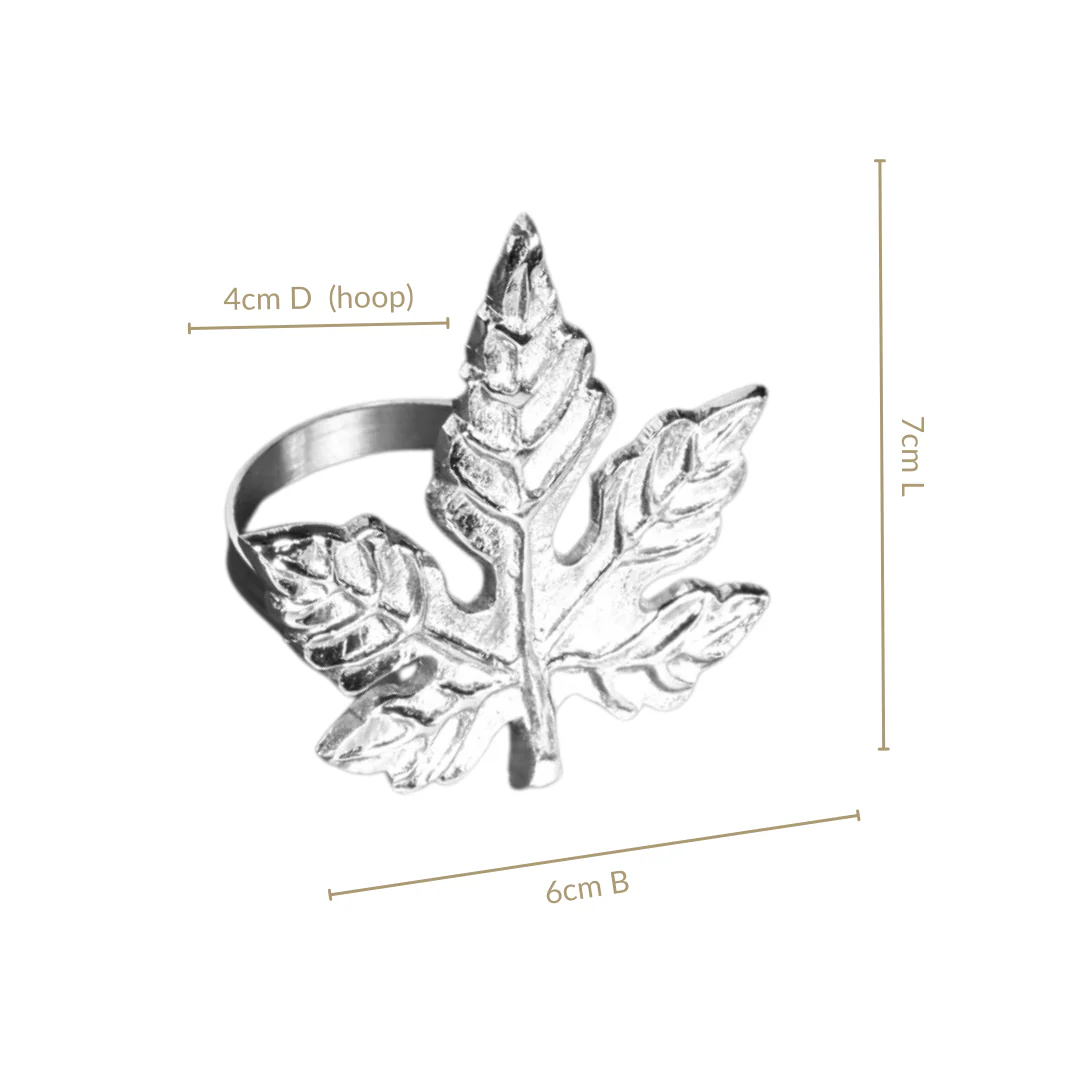 Pure Brass Maple Leaf Napkin Ring Set Of 6 - Image 3