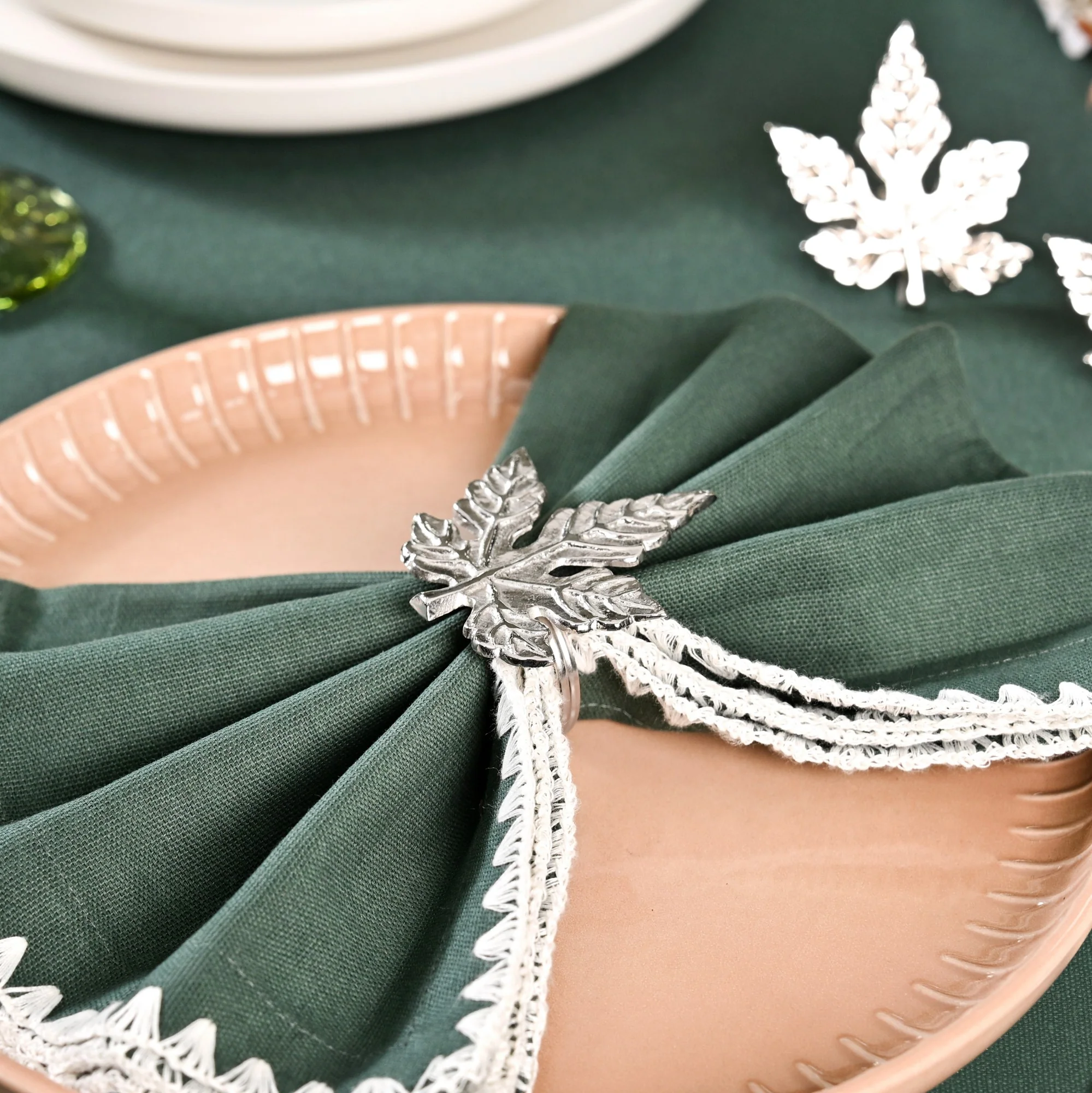 Pure Brass Maple Leaf Napkin Ring Set Of 6 - Image 7