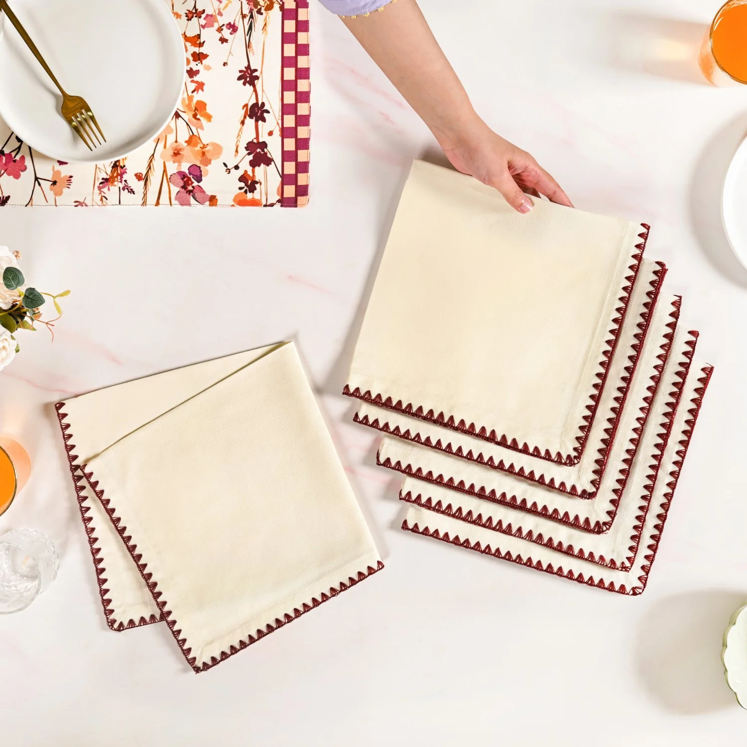 Pure Cotton Napkin Set Of 6 - Image 3