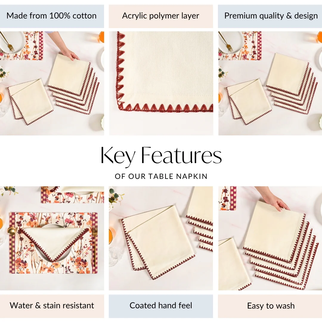 Pure Cotton Napkin Set Of 6 - Image 5