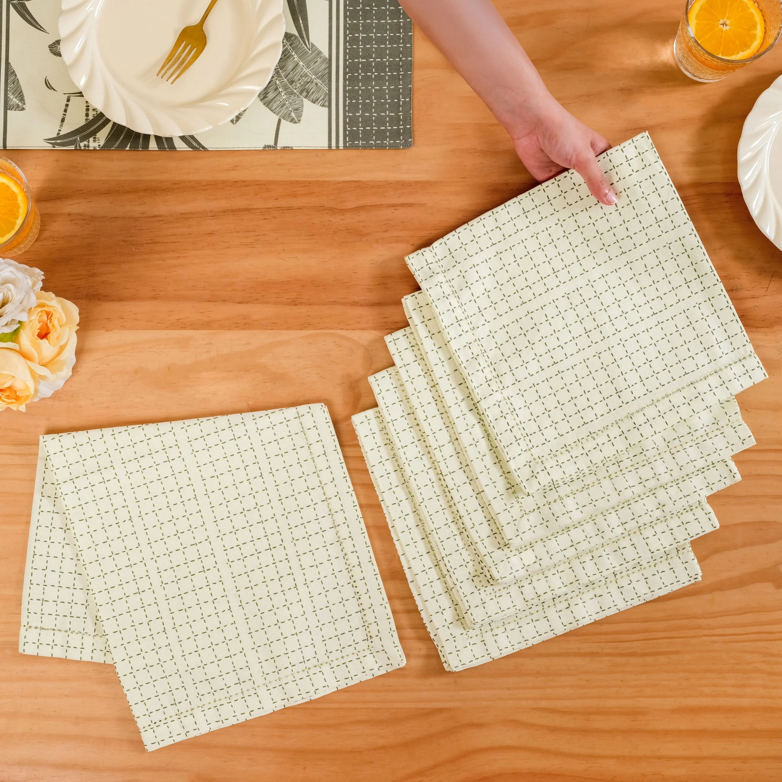 Pure Cotton Table Napkin Set Of 6 - Image 3