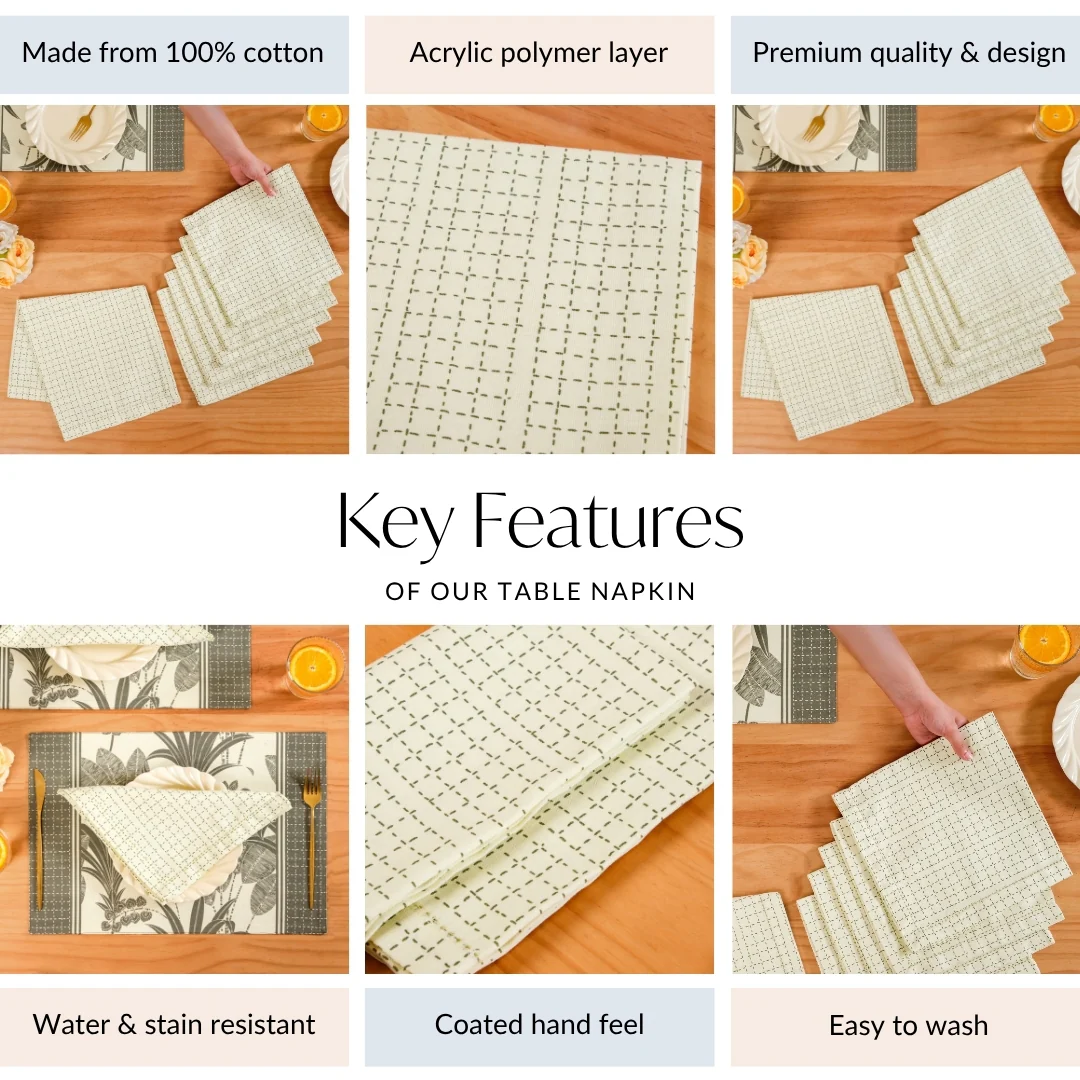 Pure Cotton Table Napkin Set Of 6 - Image 5