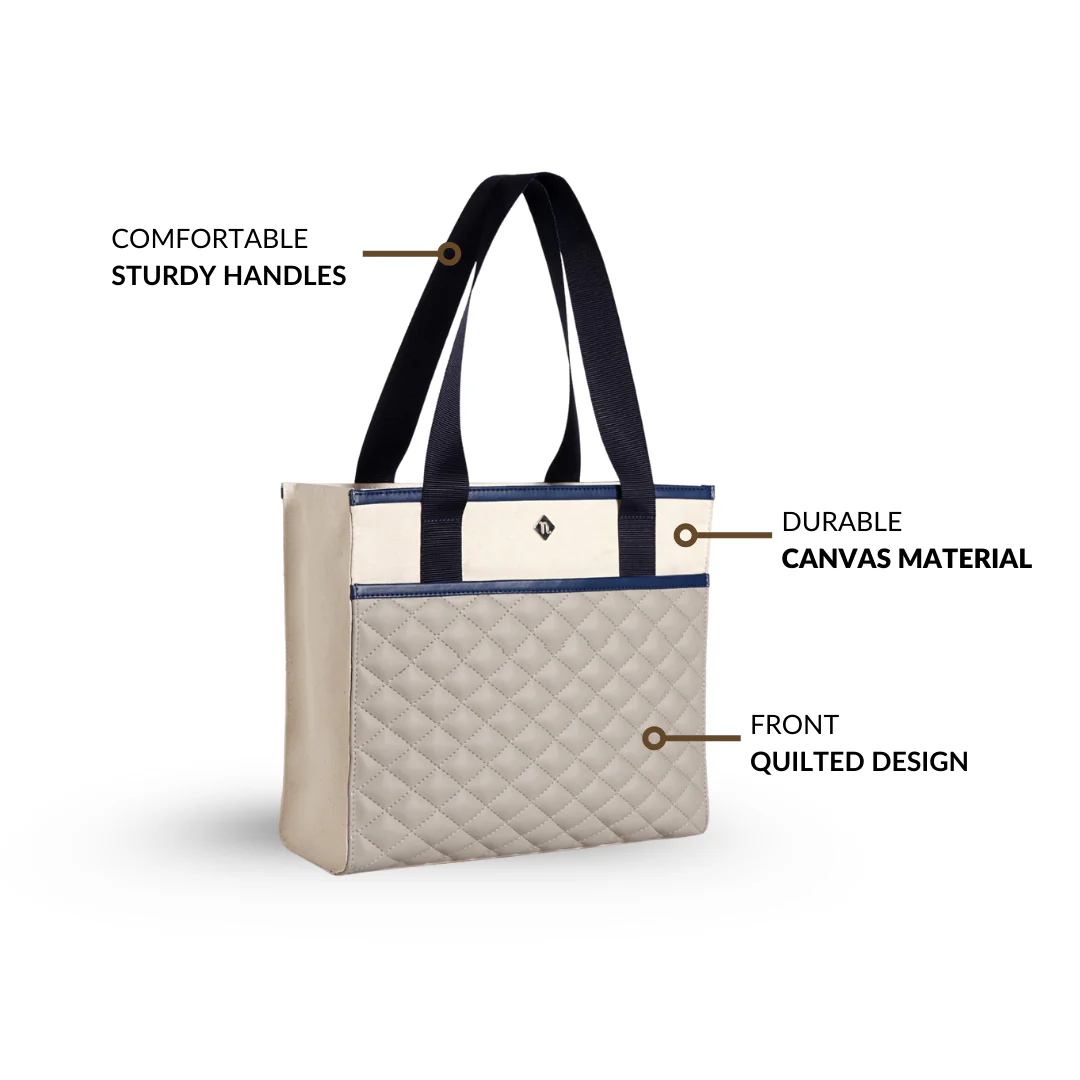 Quilted Canvas Everyday Office Tote Bag - Image 4